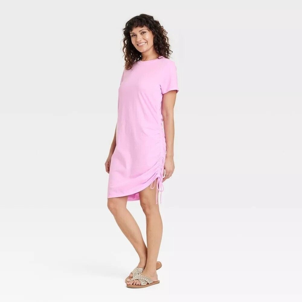 NWT, Size XL, Women's Short Sleeve Side Ruched T-Shirt Dress - Universal Th(H31)